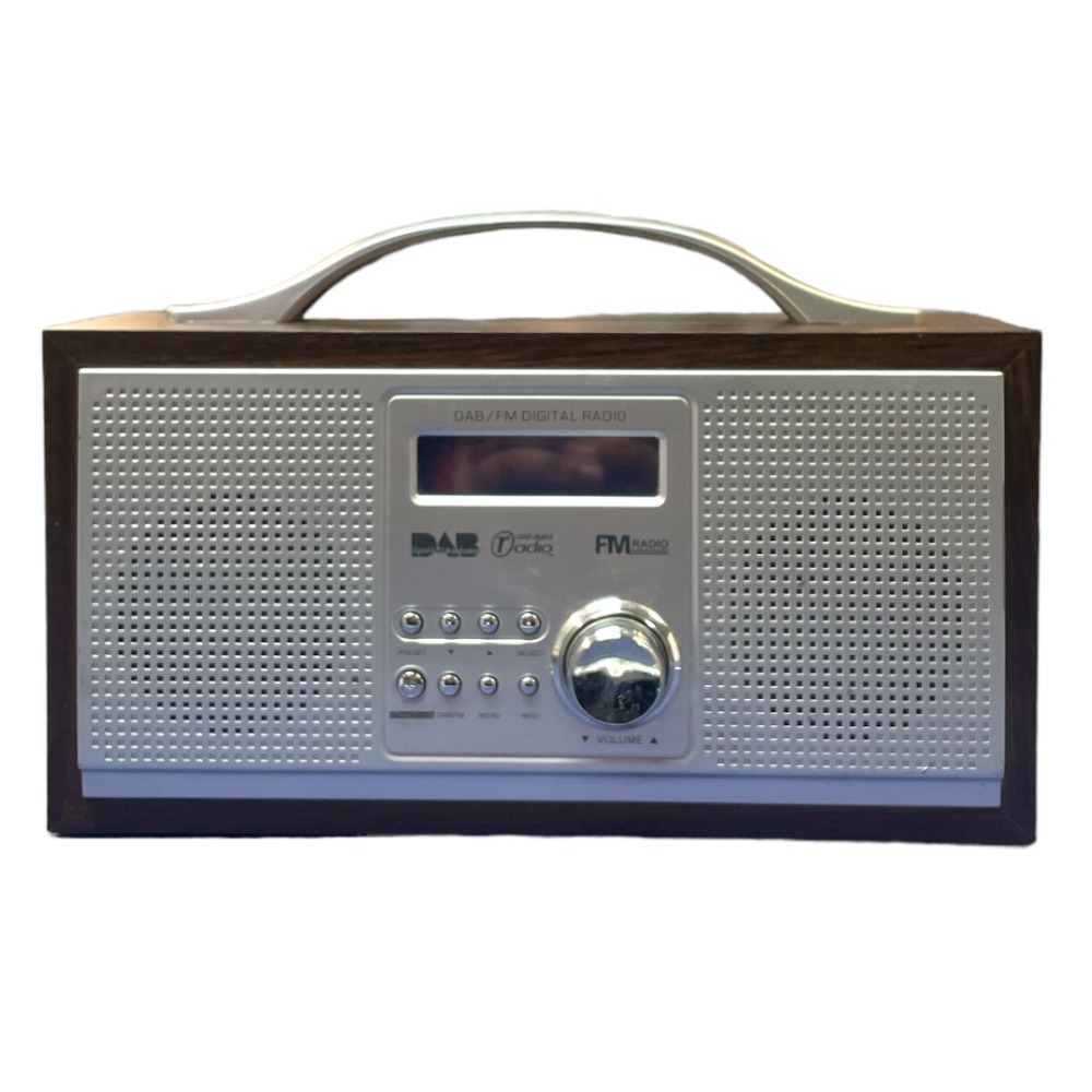 Sainsburys Red Wooden Digital DAB/FM Portable Radio with mains lead